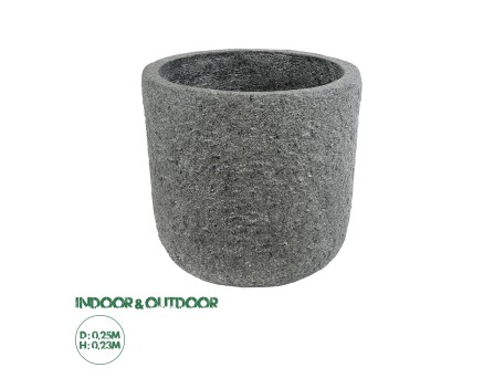 GloboStar® Artificial Garden ERICE 20757 Επιδαπέδιο Πολυεστερικό Τσιμεντένιο Κασπώ Γλάστρα - Flower Pot Γκρι Φ25 x Υ23cm