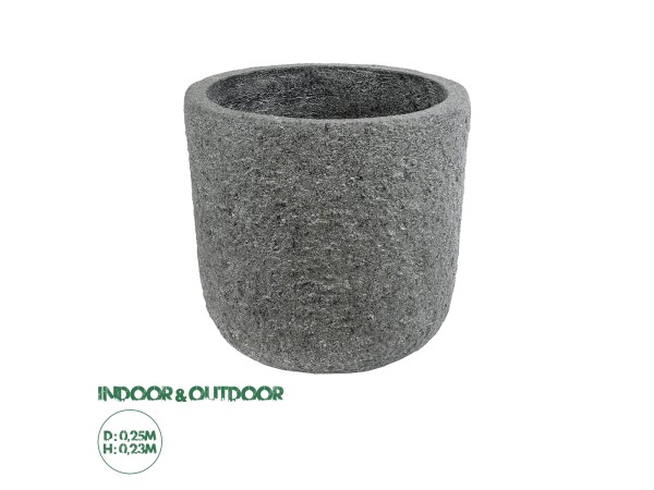GloboStar® Artificial Garden ERICE 20757 Επιδαπέδιο Πολυεστερικό Τσιμεντένιο Κασπώ Γλάστρα - Flower Pot Γκρι Φ25 x Υ23cm