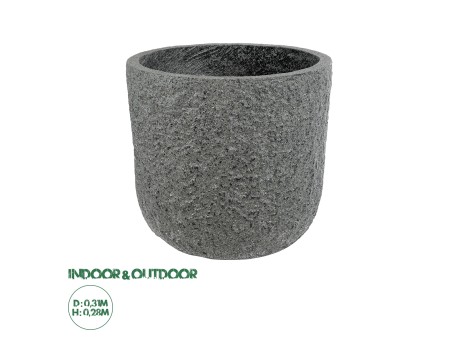 GloboStar® Artificial Garden ERICE 20758 Επιδαπέδιο Πολυεστερικό Τσιμεντένιο Κασπώ Γλάστρα - Flower Pot Γκρι Φ31 x Υ28cm