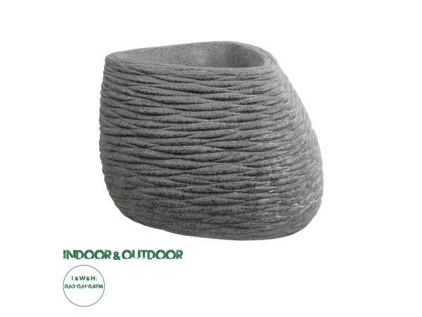 GloboStar® Artificial Garden RONDA 20759 Επιδαπέδιο Πολυεστερικό Τσιμεντένιο Κασπώ Γλάστρα - Flower Pot Γκρι Μ63 x Π41 x Υ47cm