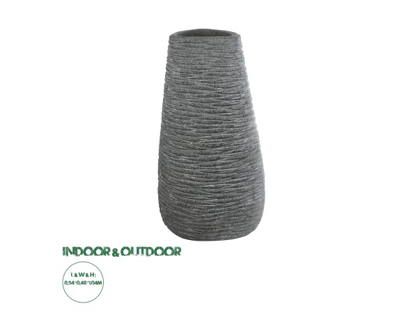 GloboStar® Artificial Garden RONDA 20760 Επιδαπέδιο Πολυεστερικό Τσιμεντένιο Κασπώ Γλάστρα - Flower Pot Γκρι Μ54 x Π48 x Υ104cm