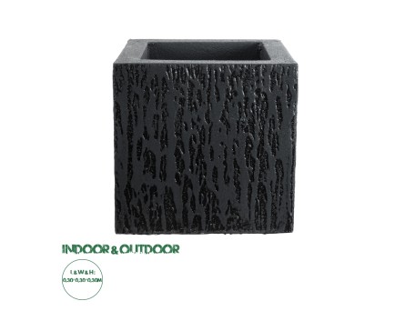 GloboStar® Artificial Garden CATALONIA 20767 Επιδαπέδιο Πολυεστερικό Τσιμεντένιο Κασπώ Γλάστρα - Flower Pot Μαύρο Μ30 x Π30 x Υ30cm