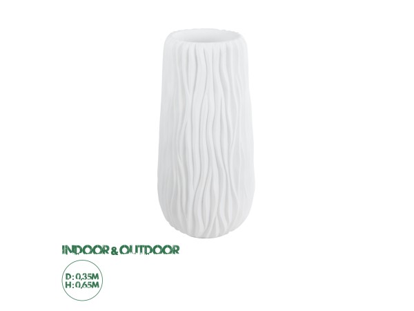 GloboStar® Artificial Garden ORIENTE 20768 Επιδαπέδιο Πολυεστερικό Τσιμεντένιο Κασπώ Γλάστρα - Flower Pot Λευκό Φ35 x Υ65cm