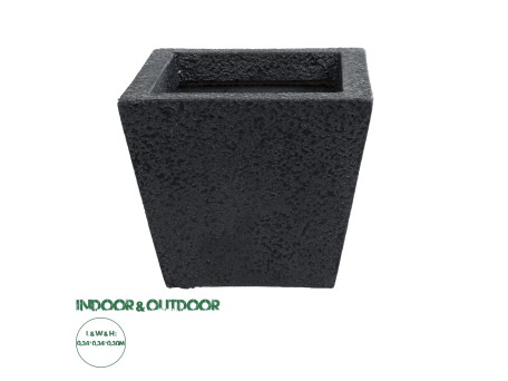 GloboStar® Artificial Garden KARRASPIO 20770 Επιδαπέδιο Πολυεστερικό Τσιμεντένιο Κασπώ Γλάστρα - Flower Pot Μαύρο Μ34 x Π34 x Υ30cm