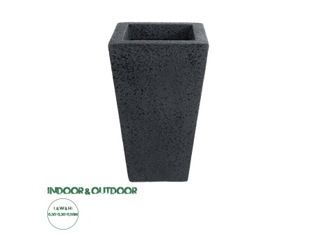 GloboStar® Artificial Garden MAYOR 20771 Επιδαπέδιο Πολυεστερικό Τσιμεντένιο Κασπώ Γλάστρα - Flower Pot Μαύρο Μ30 x Π30 x Υ50cm