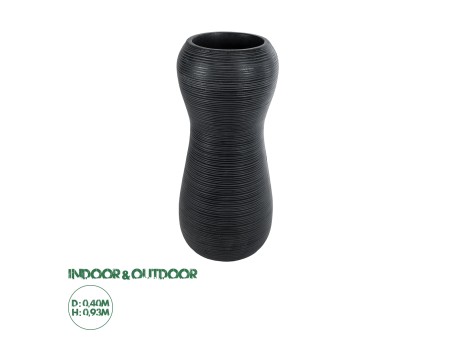 GloboStar® Artificial Garden BARRIO 20773 Επιδαπέδιο Πολυεστερικό Τσιμεντένιο Κασπώ Γλάστρα - Flower Pot Μαύρο Φ40 x Υ93cm