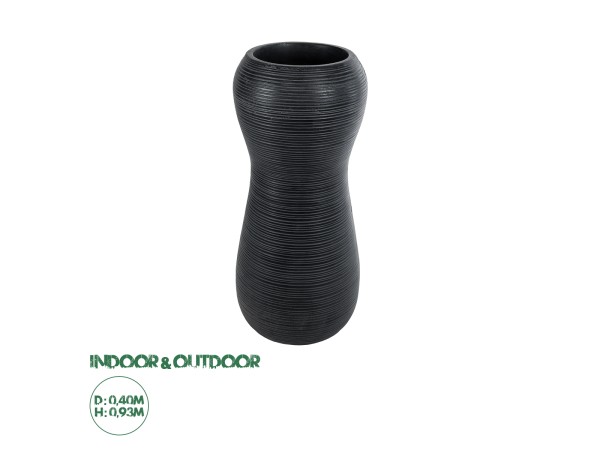 GloboStar® Artificial Garden BARRIO 20773 Επιδαπέδιο Πολυεστερικό Τσιμεντένιο Κασπώ Γλάστρα - Flower Pot Μαύρο Φ40 x Υ93cm