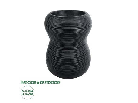 GloboStar® Artificial Garden BARRIO 20774 Επιδαπέδιο Πολυεστερικό Τσιμεντένιο Κασπώ Γλάστρα - Flower Pot Μαύρο Φ45 x Υ63cm