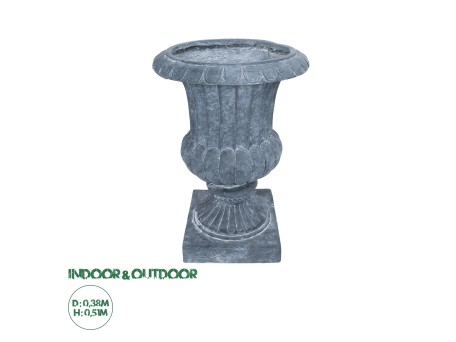 GloboStar® Artificial Garden ALCAZAR 20778 Επιδαπέδιο Πολυεστερικό Τσιμεντένιο Κασπώ Γλάστρα - Flower Pot Γκρι Φ38 x Υ51cm