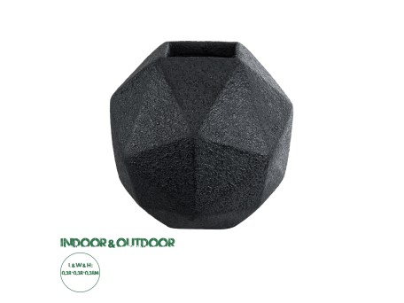GloboStar® Artificial Garden CARNABY 20779 Επιδαπέδιο Πολυεστερικό Τσιμεντένιο Κασπώ Γλάστρα - Flower Pot Μαύρο Μ38 x Π38 x Υ38cm