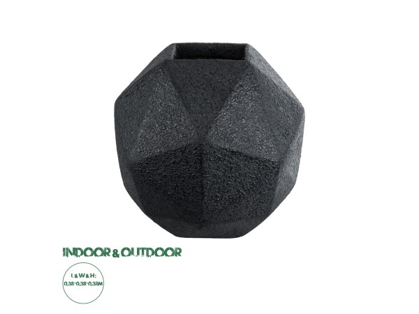 GloboStar® Artificial Garden CARNABY 20779 Επιδαπέδιο Πολυεστερικό Τσιμεντένιο Κασπώ Γλάστρα - Flower Pot Μαύρο Μ38 x Π38 x Υ38cm