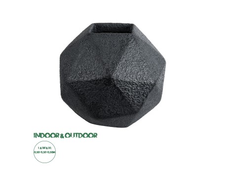 GloboStar® Artificial Garden CARNABY 20780 Επιδαπέδιο Πολυεστερικό Τσιμεντένιο Κασπώ Γλάστρα - Flower Pot Μαύρο Μ30 x Π30 x Υ30cm