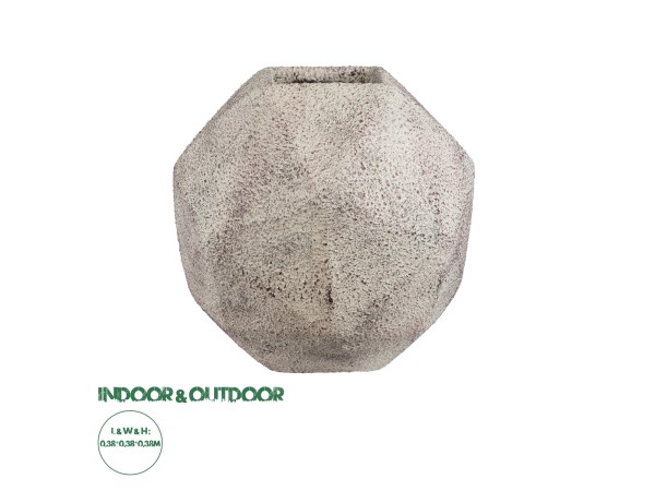 GloboStar® Artificial Garden BOROUGH 20781 Επιδαπέδιο Πολυεστερικό Τσιμεντένιο Κασπώ Γλάστρα - Flower Pot Λευκό με Μπεζ Μ38 x Π38 x Υ38cm