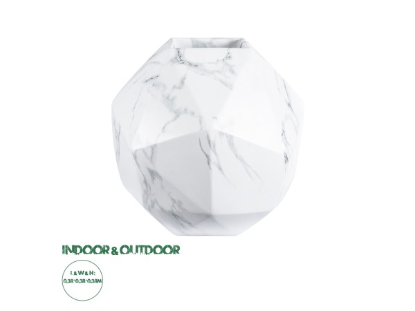 GloboStar® Artificial Garden BRIXTON 20783 Επιδαπέδιο Πολυεστερικό Τσιμεντένιο Κασπώ Γλάστρα - Flower Pot Λευκό Μ38 x Π38 x Υ38cm