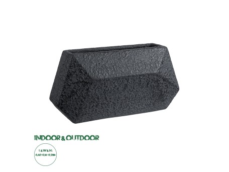 GloboStar® Artificial Garden GREENWICH 20785 Επιδαπέδιο Πολυεστερικό Τσιμεντένιο Κασπώ Γλάστρα - Flower Pot Μαύρο Μ40 x Π16 x Υ21cm