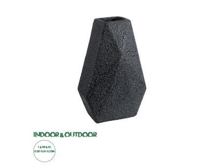 GloboStar® Artificial Garden GREENWICH 20786 Επιδαπέδιο Πολυεστερικό Τσιμεντένιο Κασπώ Γλάστρα - Flower Pot Μαύρο Μ20 x Π14 x Υ32cm