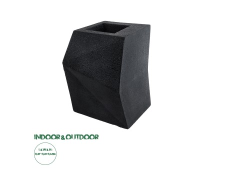 GloboStar® Artificial Garden CAMDEN 20788 Επιδαπέδιο Πολυεστερικό Τσιμεντένιο Κασπώ Γλάστρα - Flower Pot Μαύρο Μ47 x Π43 x Υ66cm