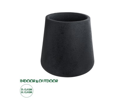 GloboStar® Artificial Garden SOHO 20791 Επιδαπέδιο Πολυεστερικό Τσιμεντένιο Κασπώ Γλάστρα - Flower Pot Μαύρο Φ65 x Υ60cm