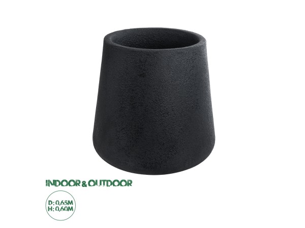 GloboStar® Artificial Garden SOHO 20791 Επιδαπέδιο Πολυεστερικό Τσιμεντένιο Κασπώ Γλάστρα - Flower Pot Μαύρο Φ65 x Υ60cm