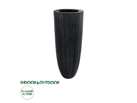 GloboStar® Artificial Garden CASTLE 20792 Επιδαπέδιο Πολυεστερικό Τσιμεντένιο Κασπώ Γλάστρα - Flower Pot Μαύρο Φ43 x Υ112cm