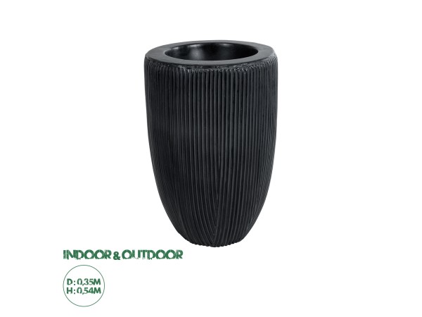 GloboStar® Artificial Garden CASTLE 20793 Διακοσμητικό Πολυεστερικό Τσιμεντένιο Κασπώ Γλάστρα - Flower Pot Μαύρο Φ35 x Υ54cm