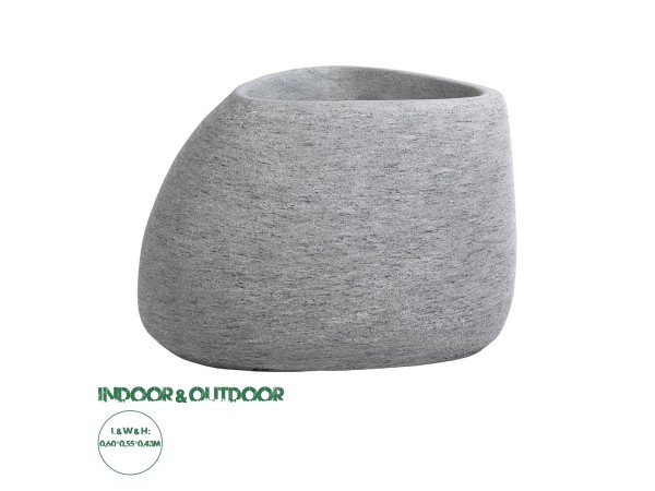 GloboStar® Artificial Garden OXFORD 20794 Επιδαπέδιο Πολυεστερικό Τσιμεντένιο Κασπώ Γλάστρα - Flower Pot Γκρι Μ60 x Π55 x Υ43cm