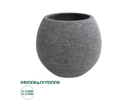 GloboStar® Artificial Garden COLUMBIA 20797 Επιδαπέδιο Πολυεστερικό Τσιμεντένιο Κασπώ Γλάστρα - Flower Pot Γκρι Φ40 x Υ35cm