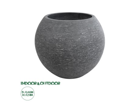 GloboStar® Artificial Garden COLUMBIA 20798 Επιδαπέδιο Πολυεστερικό Τσιμεντένιο Κασπώ Γλάστρα - Flower Pot Γκρι Φ60 x Υ51cm