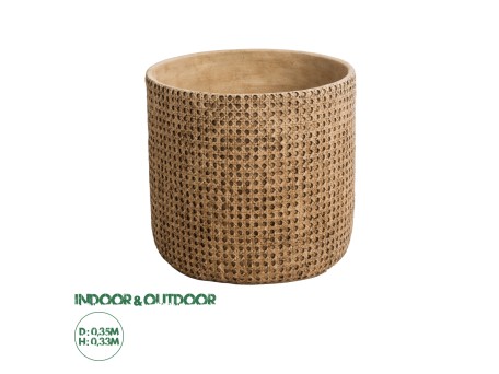 GloboStar® Artificial Garden GIUSEPPE 20800 Διακοσμητικό Πολυεστερικό Τσιμεντένιο Κασπώ Γλάστρα - Flower Pot Καφέ Φ35 x Υ33cm