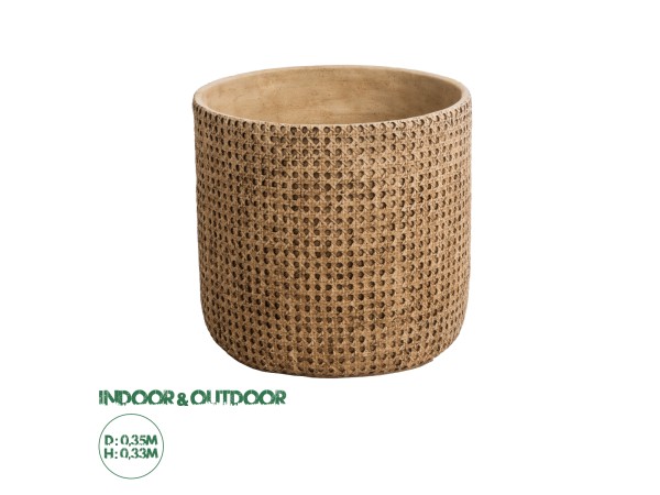 GloboStar® Artificial Garden GIUSEPPE 20800 Διακοσμητικό Πολυεστερικό Τσιμεντένιο Κασπώ Γλάστρα - Flower Pot Καφέ Φ35 x Υ33cm