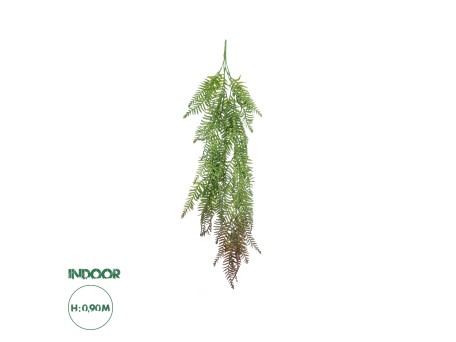 GloboStar® Artificial Garden HANGING FERN 20862 Τεχνητό Διακοσμητικό Κρεμαστό Φυτό Φτέρη Μ28 x Π15 x Υ90cm