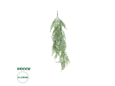 GloboStar® Artificial Garden HANGING FERN 20863 Τεχνητό Διακοσμητικό Κρεμαστό Φυτό Φτέρη Μ28 x Π15 x Υ90cm