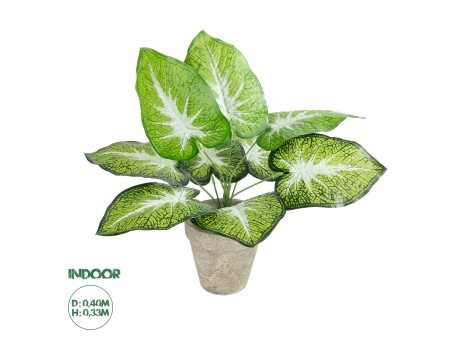 GloboStar® Artificial Garden CALADIUM POTTED PLANT 20894 Διακοσμητικό Φυτό Καλάντιουμ Φ40 x Υ33cm