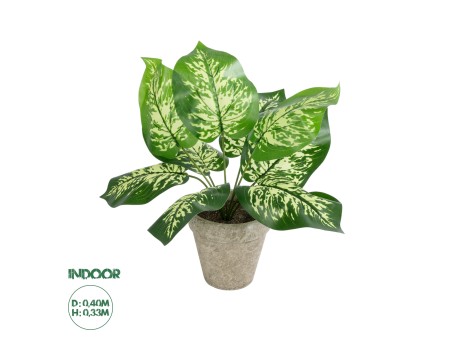GloboStar® Artificial Garden DIEFFENBACHIA POTTED PLANT 20897 Διακοσμητικό Φυτό Διφενμπάχια Φ40 x Υ33cm