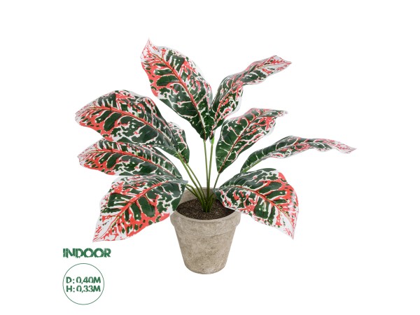 GloboStar® Artificial Garden RED AGLAONEMA POTTED PLANT 20901 Διακοσμητικό Φυτό Κόκκινο Αγλαόνημα Φ40 x Υ33cm