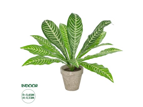 GloboStar® Artificial Garden  ZEBRA POTTED PLANT 20906 Διακοσμητικό Φυτό Ζέμπρα Φ40 x Υ33cm