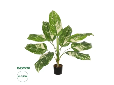 GloboStar® Artificial Garden DIEFFENBACHIA 20941 Τεχνητό Διακοσμητικό Φυτό Πράσινη & Μπεζ Διφενμπάχια Μ80 x Π80 x Υ90cm