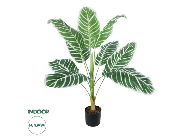 GloboStar® Artificial Garden WHITE ZEBRA PLANT 20943 Τεχνητό Διακοσμητικό Φυτό Λευκή Ζέβρα Φ90 x Υ90cm