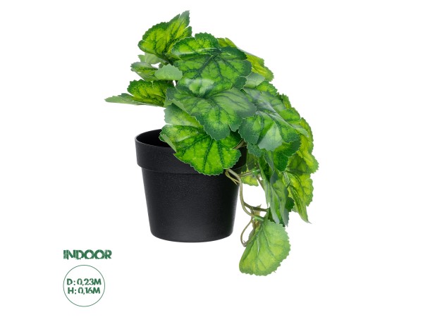 GloboStar® Artificial Garden GREEN BEGONIA PLANT 20949 Διακοσμητικό Φυτό Πράσινη Βιγόνια Φ23 x Υ16cm