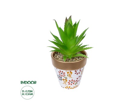 GloboStar® Artificial Garden SUCCULENT ALOE POTTED PLANT 21044 Διακοσμητικό Φυτό Αλόη Φ12 x Υ16cm
