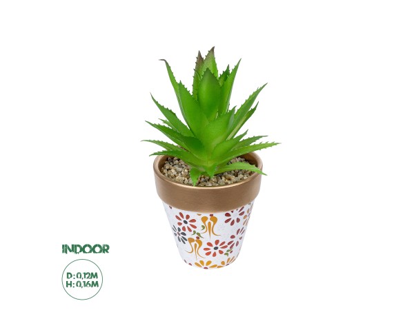 GloboStar® Artificial Garden SUCCULENT ALOE POTTED PLANT 21044 Διακοσμητικό Φυτό Αλόη Φ12 x Υ16cm
