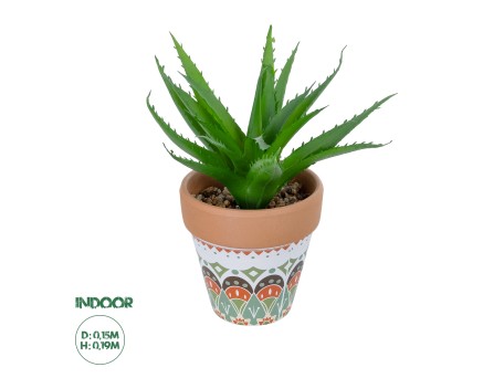 GloboStar® Artificial Garden SUCCULENT ALOE POTTED PLANT 21054 Διακοσμητικό Φυτό Αλόη  Φ15 x Υ19cm