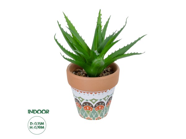 GloboStar® Artificial Garden SUCCULENT ALOE POTTED PLANT 21054 Διακοσμητικό Φυτό Αλόη  Φ15 x Υ19cm