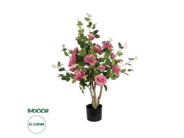 GloboStar® Artificial Garden PINK ROSES 21072 Τεχνητό Διακοσμητικό Δέντρο Τριανταφυλλιά Μ50 x Π50 x Υ90cm
