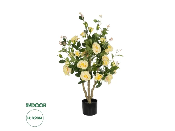 GloboStar® Artificial Garden YELLOW ROSES 21073 Τεχνητό Διακοσμητικό Δέντρο Τριανταφυλλιά Μ50 x Π50 x Υ90cm