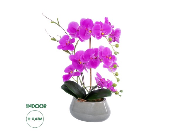 GloboStar® Artificial Garden HOT PINK ORCHID 21119 Διακοσμητικό Φυτό  Έντονο Ροζ Ορχιδέα Υ43cm