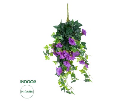 GloboStar® Artificial Garden  MORNING GLORY HANGIN PLANT 21132 Τεχνητό Διακοσμητικό Κρεμαστό  Κλαδί Ορτανσίας Y65cm
