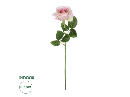 GloboStar® Artificial Garden LIGHT PINK ROSE  BRANCH 21137 Τεχνητό Διακοσμητικό Κλαδί Ανοιχτό ΡοζΤριαντάφυλλο Y50cm
