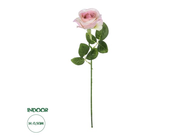 GloboStar® Artificial Garden LIGHT PINK ROSE  BRANCH 21137 Τεχνητό Διακοσμητικό Κλαδί Ανοιχτό ΡοζΤριαντάφυλλο Y50cm