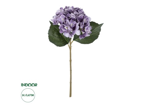GloboStar® Artificial Garden PURPLE HYDRANGEA BRANCH 21181 Τεχνητό Διακοσμητικό Κλαδί Ορτανσίας Βαθύ Μωβ  Y47cm